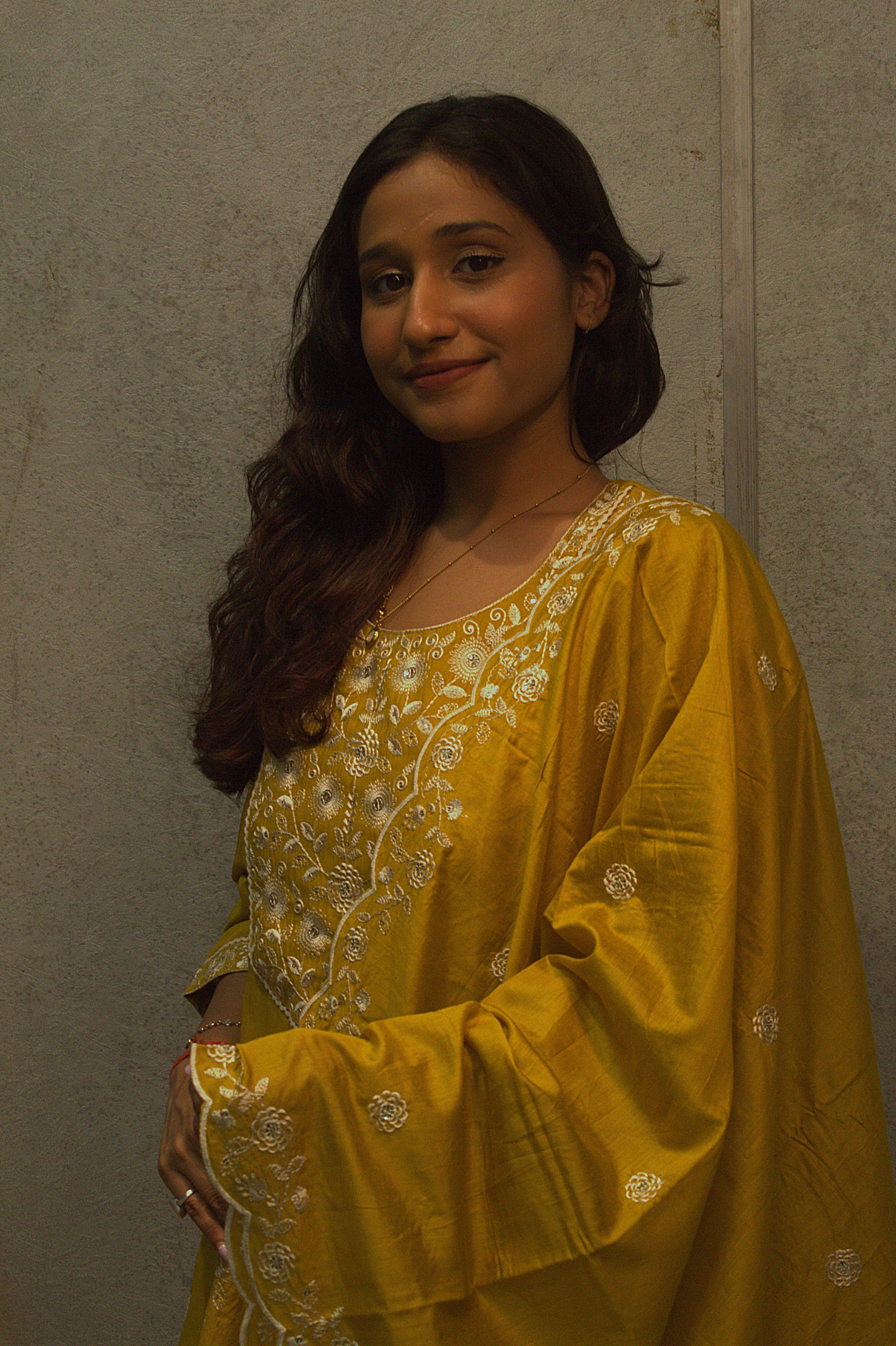 Rayon Mustard Designer Anarkali with Handwork