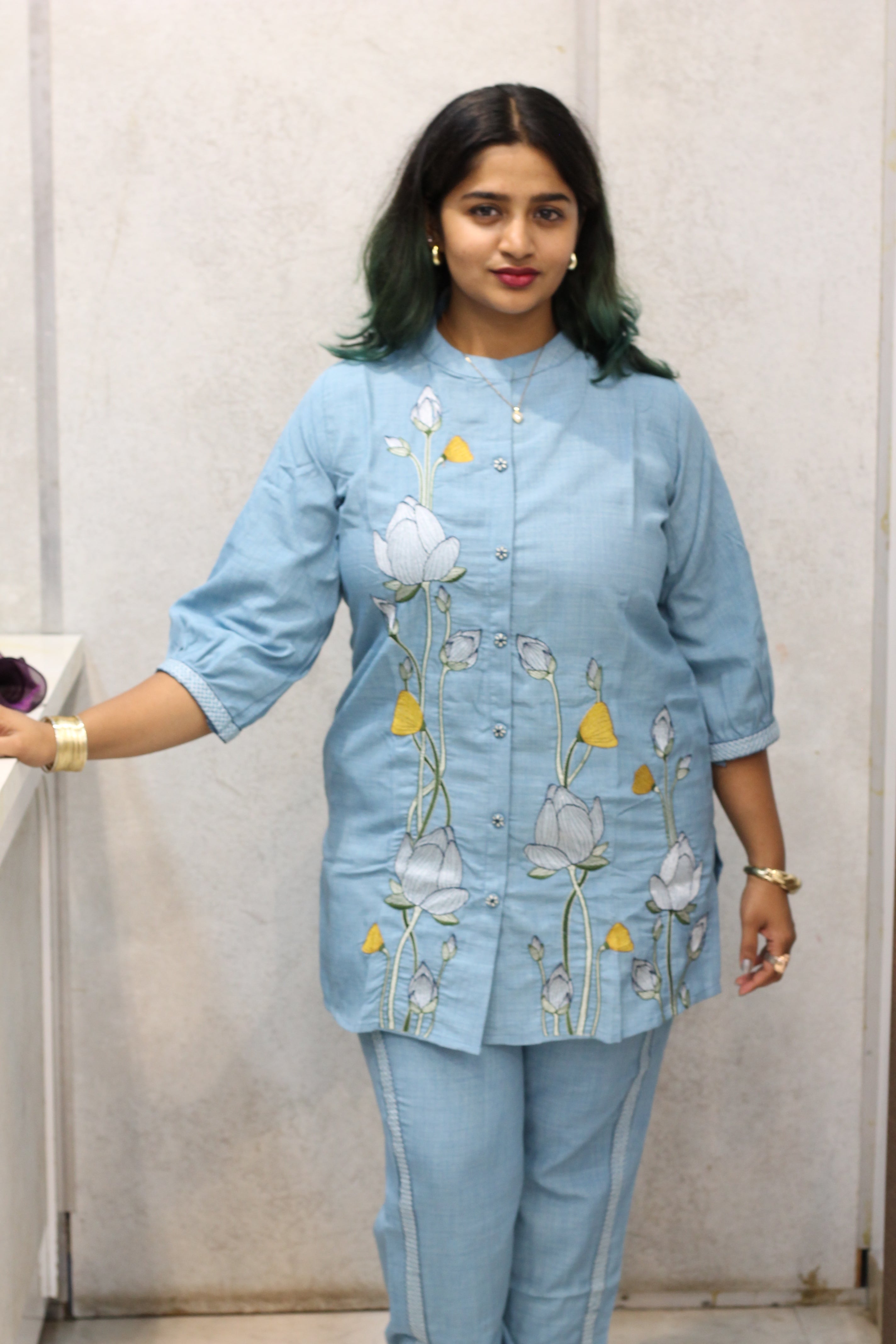 Cotton Kurti with Hand Stitch Thread Work